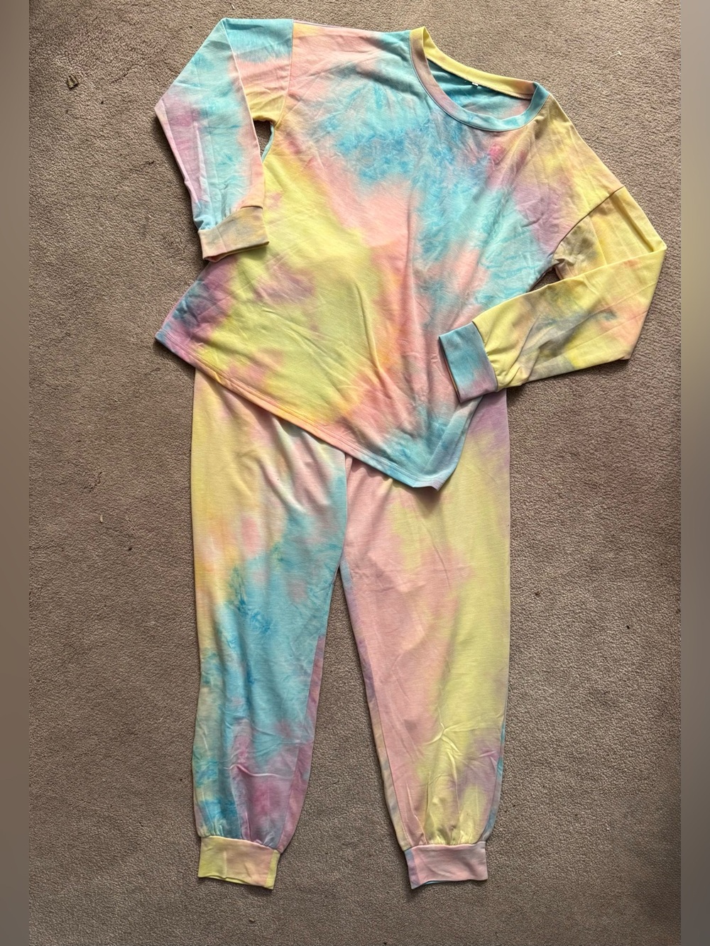 Pastel Tie-Dye Loungewear Set - Long Sleeve Top & Joggers